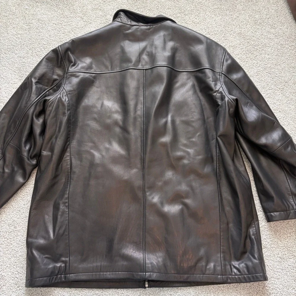 Roundtree & Yorke‎ Lambskin Leather Jacket Mens 3XLT Black Retro Classic